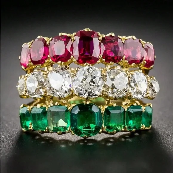 Elegant Multi-Color Gemstone Ring - Picture 2 of 4